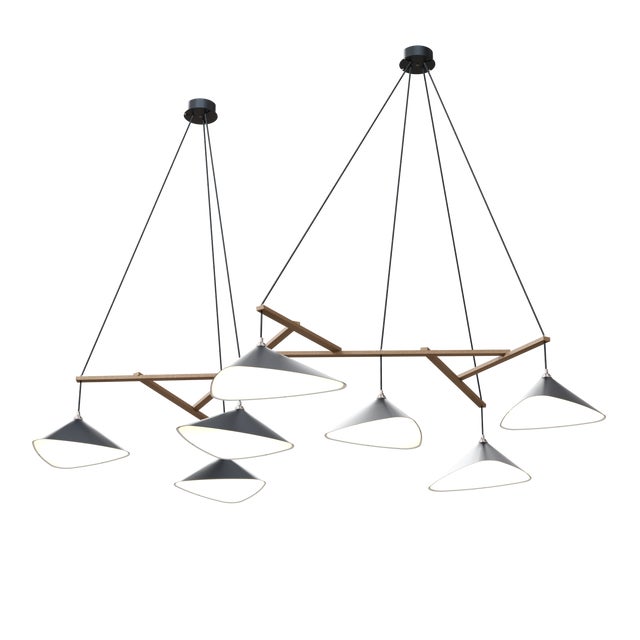 Gray Emily Group of Seven Chandelier in Semi-Matte Anthracite Paint from Moss Objects by Daniel Becker For Sale - Image 8 of 8