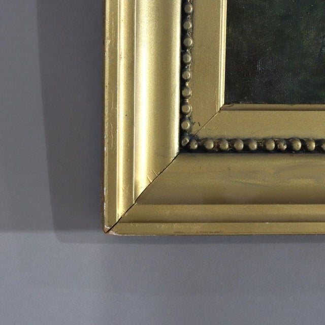 Large Antique Oil on Canvas Landscape Painting C1907 For Sale - Image 12 of 13