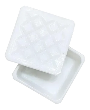 Milk Glass Trinket or Jewelry Box With Diamond Shape Decoration and Lid
