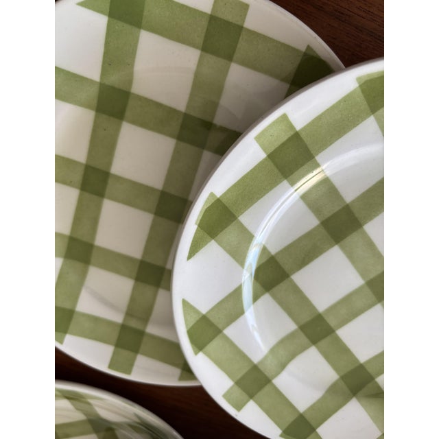 Ceramic Vintage French Green Earthenware Dessert Plates from Moulin des Loups, 1970s, Set of 6 For Sale - Image 7 of 8