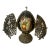Vintage Fedoskino Russian Triptych Brass Filigree With Lacquer Egg Shape With Father Frost and the Snow Maiden Signed M. Izotova. For Sale