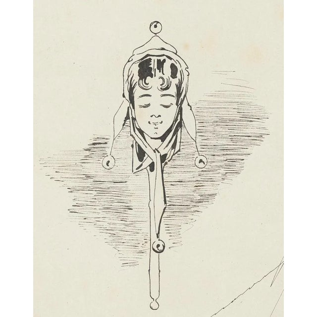 Woman - Original China Ink Drawing - 1876 1876 For Sale - Image 3 of 3