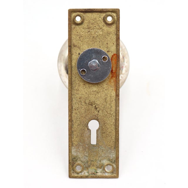 Traditional Antique Mercury Glass Polished Brass Dummy Door Knob Set For Sale - Image 3 of 3