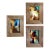 Curated Set of 3 Mini Paintings With Rustic Wood Frames For Sale
