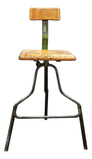 Industrial Height-Adjustable Swivel Workshop Chair, Former Czechoslovakia, 1940s