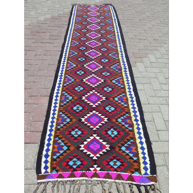 1970's Handmade Turkish Kilim Runner - 36"x130" For Sale - Image 13 of 13