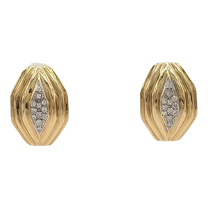 White Diamond Earrings in 14K 2 Tone Gold - A Pair