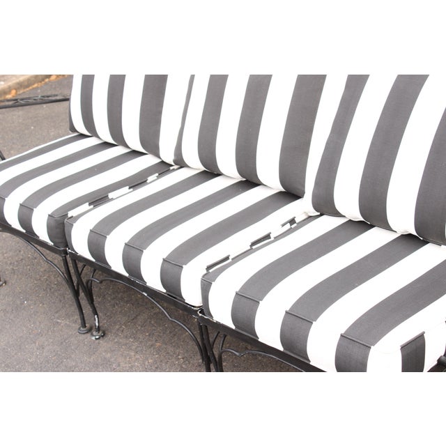 Black Vintage Wrought Iron Three-Piece Outdoor Garden Sofa For Sale - Image 8 of 11