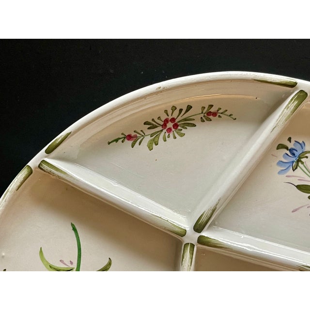 Italian Hand Painted Floral Segmented Plate For Sale In New York - Image 6 of 8