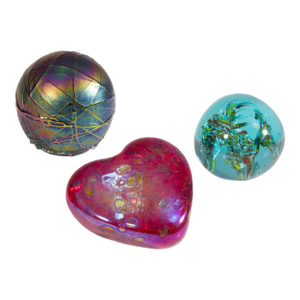 Murano Glass Set of 3 Paperweights Mid-20th Century Modernist Glass Sculpture