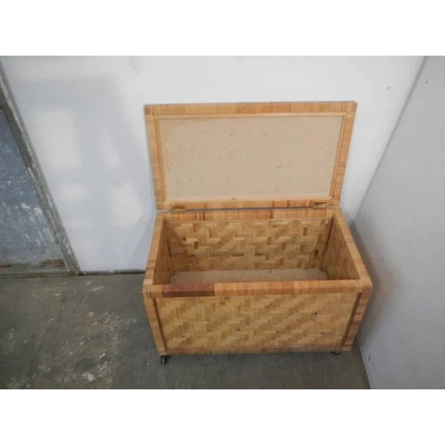Rattan Trunk with Wheels, 1970s For Sale - Image 9 of 12