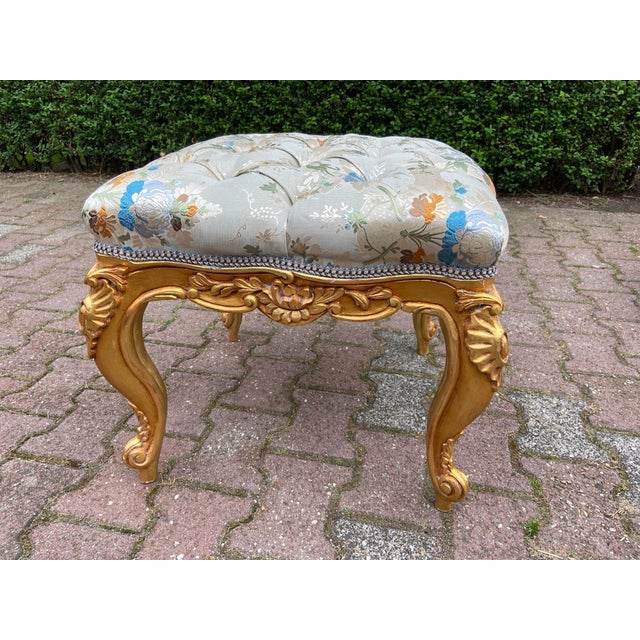 Wood 1980 Artisan Louis XVI Gold Pistachio Beech Bench For Sale - Image 7 of 7