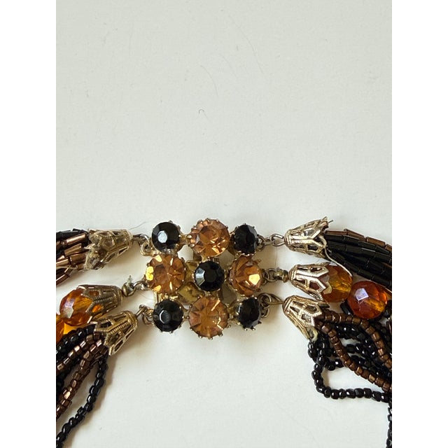 Vintage Signed Alice Caviness Multi-Strand Art Glass Bib Necklace & Earring Set, 3 Pieces For Sale - Image 4 of 10