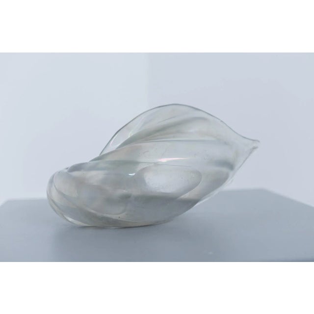 Wonderful transparent Murano glass cornucopia designed by Ercole Barovier in the 1930s. Beautiful shape and particular...