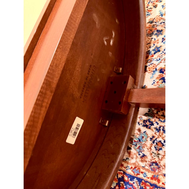 Vintage Ethan Allen Federal Style Demilune Console Table With Cherrywood Finish and Brass Accents For Sale In New York - Image 6 of 6
