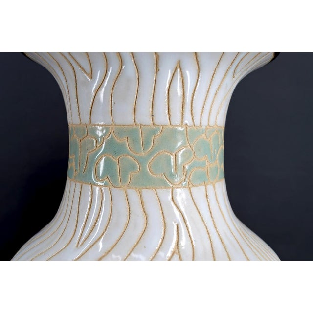 Tan Art Deco Glazed Stoneware Baluster Vases, Bien Hoa, Indochina, 1930s, Set of 2 For Sale - Image 8 of 10