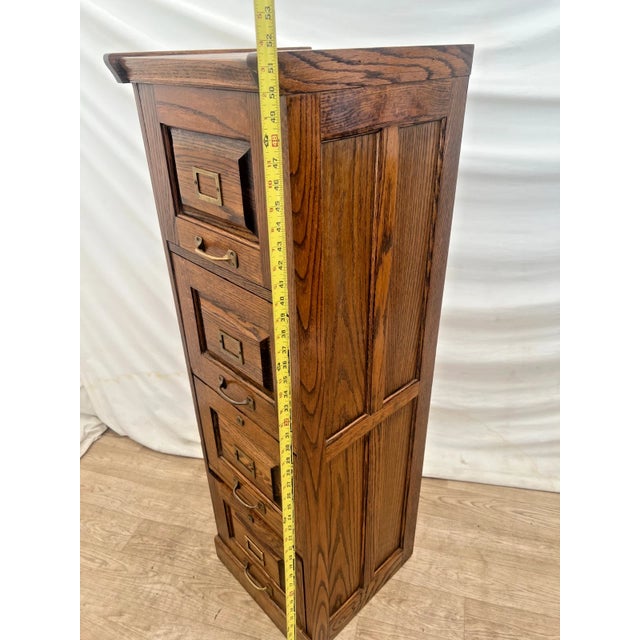 Vintage Tiger Oak File Cabinet Four Drawers, Paneled Sides, Rare Letter Size For Sale - Image 9 of 12