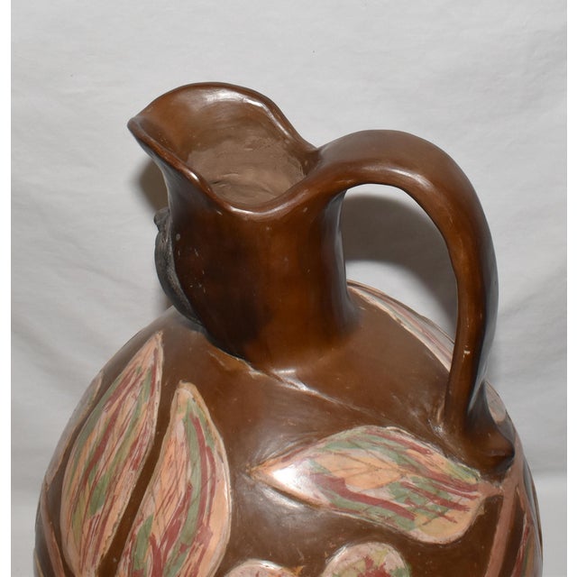 Ceramic Large Vintage 1997 Folk Art Pottery Chulucanas Peru Round Woman Terracotta Handmade Vessel by Flavio Sosa For Sale - Image 7 of 11