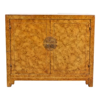 Henredon Mid-Century Hollywood Regency Chinoiserie Faux Tortoise Shell Bar Cabinet, Circa 1970s For Sale