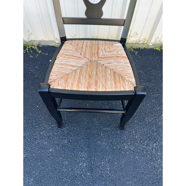 Textile Pottery Barn Napoleon Black Rush Seat Modern Dining Chairs- Set of 4 For Sale - Image 7 of 12