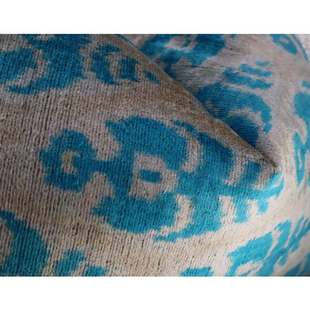 Blue Contemporary Handmade Blue Velvet Throw Pillow & Down Insert For Sale - Image 8 of 10