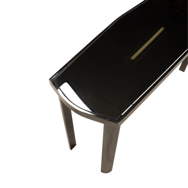 1970s Dia Design Institute America Smoked Glass and Chrome Sofa Console Table For Sale In Tampa - Image 6 of 17