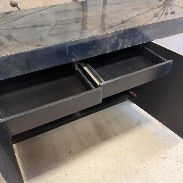 1980s Karl Springer- Brutalist Post Modern Geometric Goatskin Credenza For Sale - Image 10 of 15