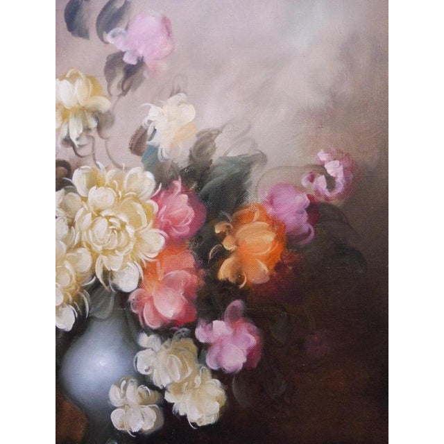 Floral Still Life with Roses, 1970s, Oil on Canvas For Sale - Image 12 of 14