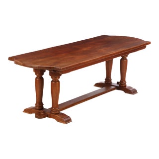 French Brutalist Style Oak Farm Table. C 1960. For Sale