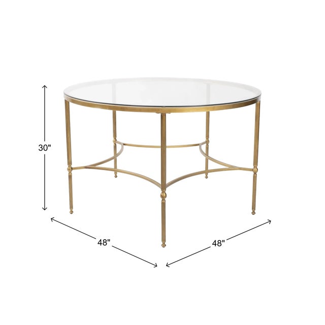 Metal Bonnifait Antique Gold Round Dining Table For Sale - Image 7 of 9