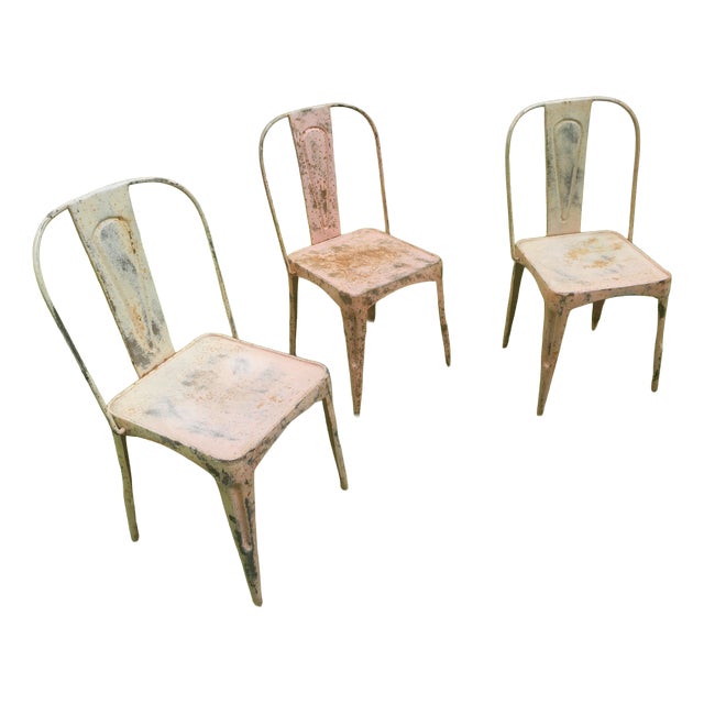 Art Nouveau Bistro Garden Chairs from Tolix, Set of 3 For Sale