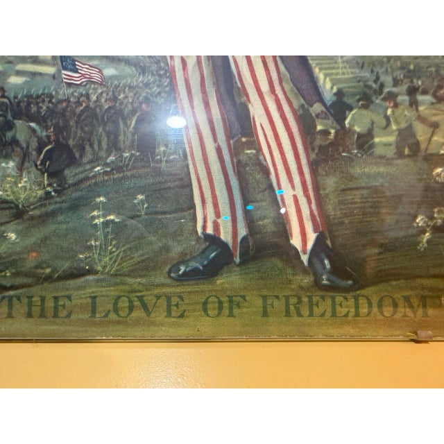 Antique 1917 “The Love of Freedom” Wwi Uncle Sam Lithograph by Ezio Anichini For Sale In Miami - Image 6 of 7