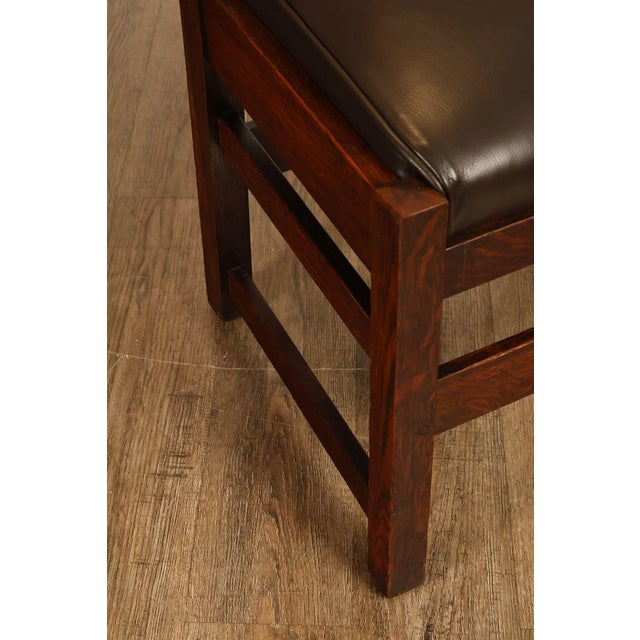 Wood L&JG Stickley Antique Set Of Six U-Back Oak Dining Chairs Model #820 For Sale - Image 7 of 18
