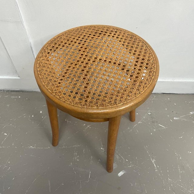 1960’s Bentwood vintage cane stool by Dinette Round stool with 4 legs and a cane seat Excellent condition Dimensions 46cm...