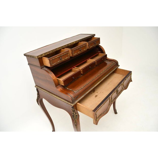 Wood French Ormolu Mounted Escritoire Writing Bureau, 1890s For Sale - Image 7 of 14