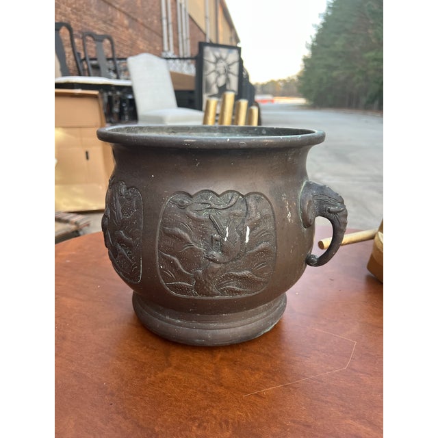 Up for consideration is a beautiful Japanese Showa period bronze planter. This would look lovely in your home and it is a...