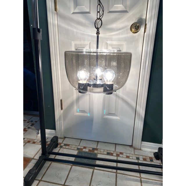 1970s Retro Smoked Glass Chandelier Pendant Light Fixture For Sale - Image 11 of 12
