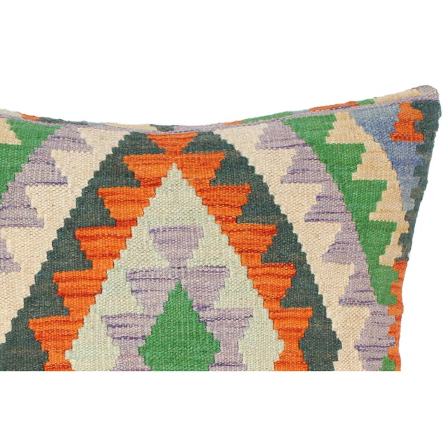 Geometric Turkish Janessa Hand Woven Kilim Throw Pillow For Sale - Image 4 of 5
