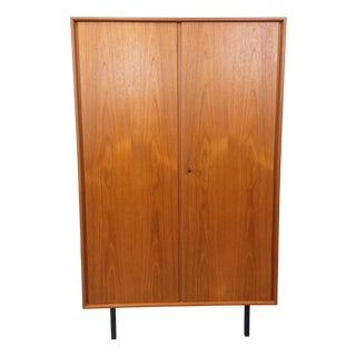 Vintage Scandinavian Teak and Metal Wardrobe, 1960s For Sale