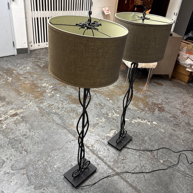 Pottery Barn Sabina Wrought Iron Figural Floor Lamps, Pair For Sale In San Francisco - Image 6 of 12