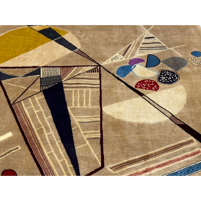 Gold French Mid 20th Century Artistic Wool Rug Design After Kandinsky 6’7" X 9’11" For Sale - Image 8 of 11