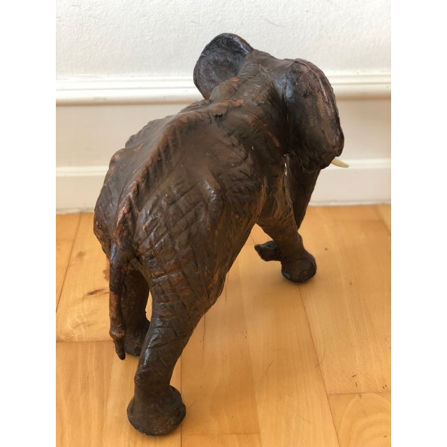 1930s Vintage Handcrafted Leather Elephant Statue For Sale - Image 5 of 9