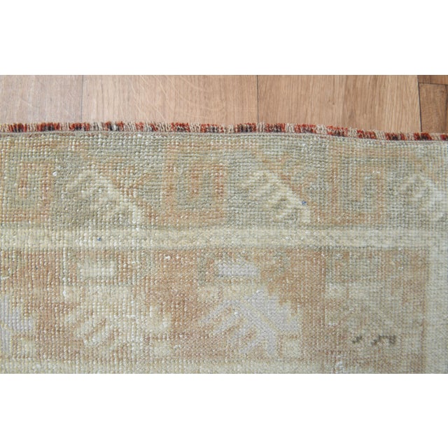 1970s Vintage Handmade Wool Cotton Beige Runner Rug For Sale - Image 4 of 7