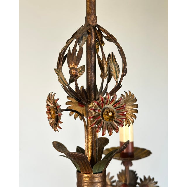 Mid-Century Modern Lacquered Iron Chandelier, Turin, Italy, 1960s For Sale - Image 3 of 11