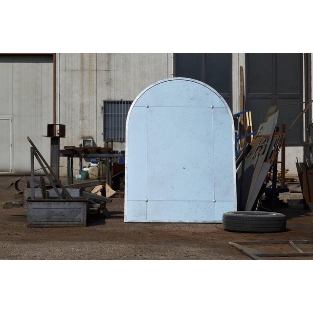 Contemporary Window Pane Silver Distressed Iron Look Mirror from Pescetta For Sale - Image 3 of 16