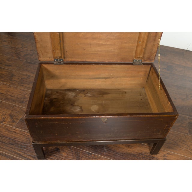 English 19th Century Painted Wood Box Mounted on a Newer Custom Stand For Sale - Image 12 of 12