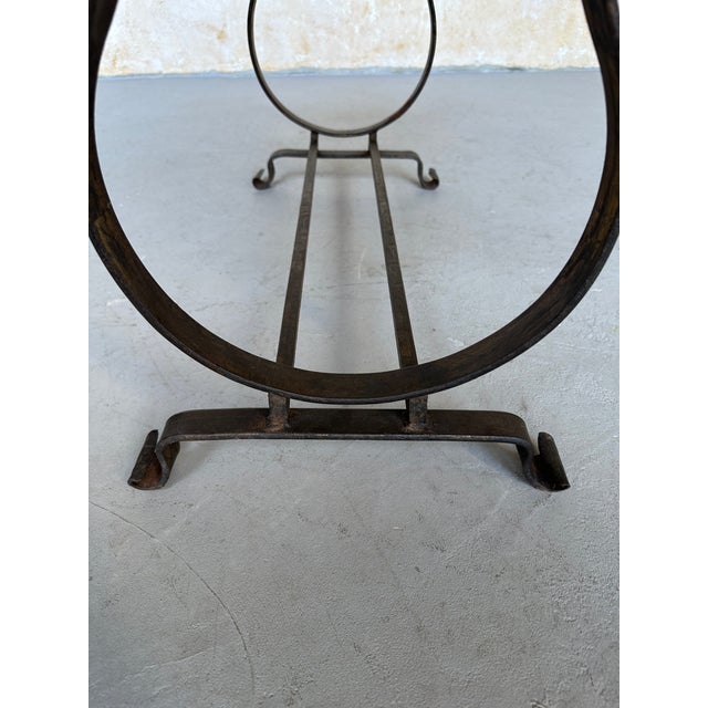 Gilt Spanish Iron Bench With Lyre-Shaped Base For Sale - Image 11 of 12