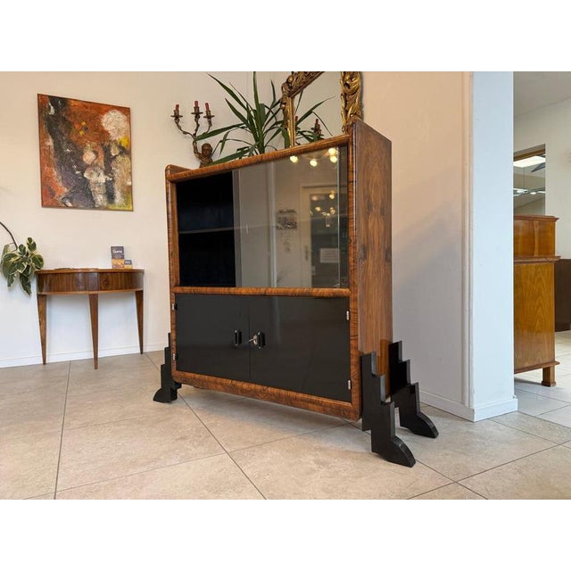 Restored art deco display cabinet / glass cabinet / bauhaus furniture / walnut dimensions: height x width x depth 130 x...