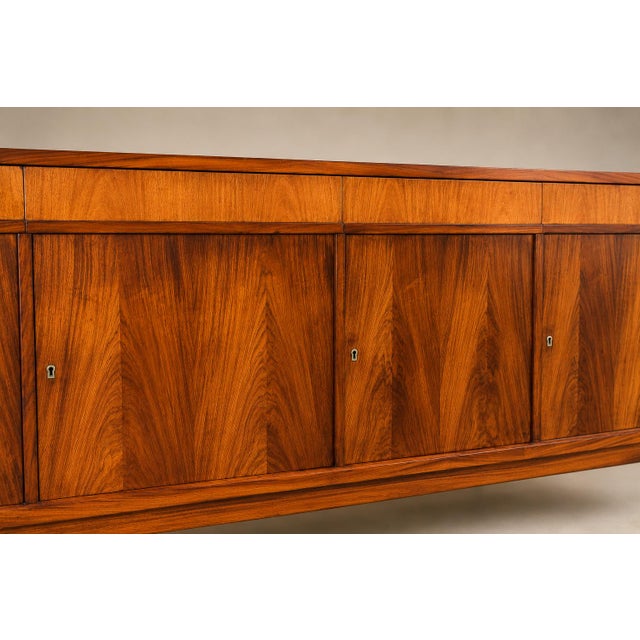 Brazilian Modern Four-Door, Four-Drawer Caviúna Credenza With Drop-Front Bar, 1950s, Brazil For Sale - Image 4 of 18