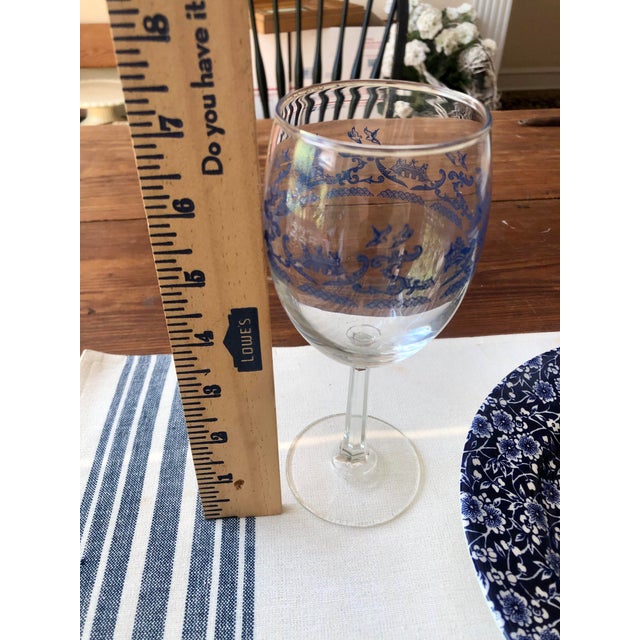 Mid 20th Century Blue Willow Wine Glasses Set 8 For Sale In Fayetteville, AR - Image 6 of 12